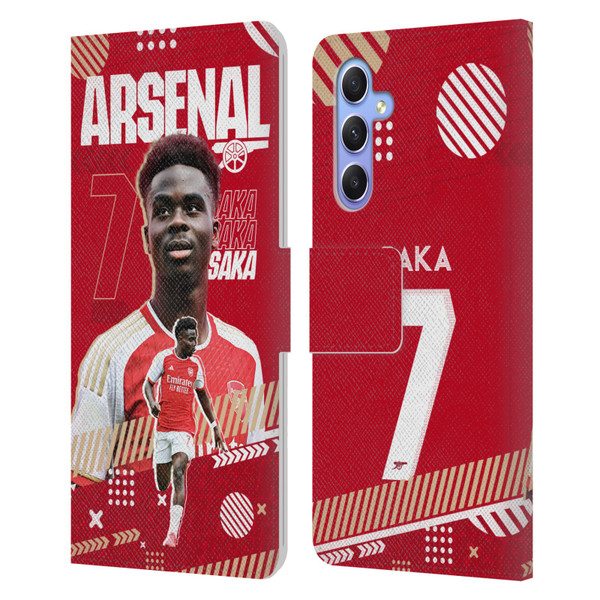 Arsenal FC 2023/24 First Team Bukayo Saka Leather Book Wallet Case Cover For Samsung Galaxy A34 5G