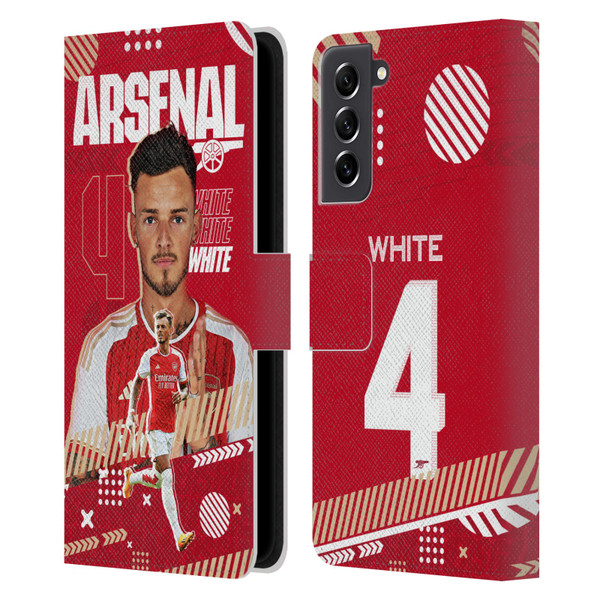 Arsenal FC 2023/24 First Team Ben White Leather Book Wallet Case Cover For Samsung Galaxy S21 FE 5G