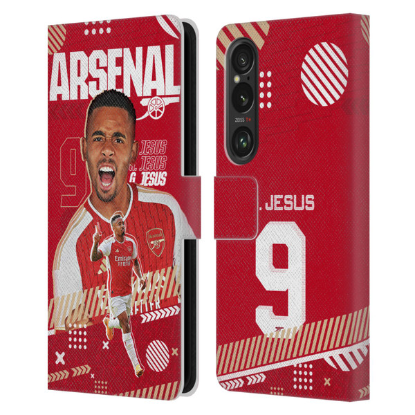 Arsenal FC 2023/24 First Team Gabriel Jesus Leather Book Wallet Case Cover For Sony Xperia 1 VI 5G