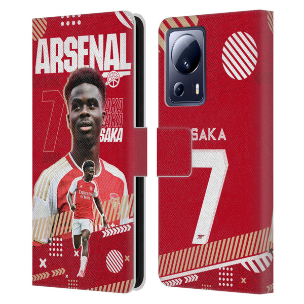 Arsenal FC 2023/24 First Team Bukayo Saka Leather Book Wallet Case Cover For Xiaomi 13 Lite 5G
