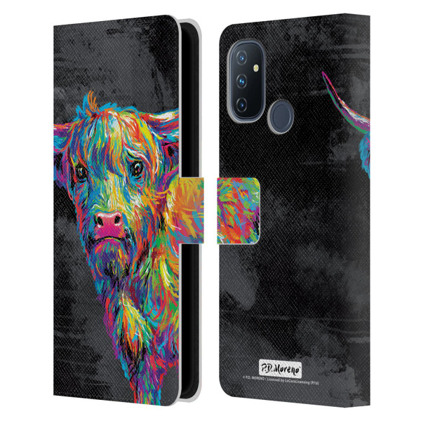 P.D. Moreno Animals II Reuben The Highland Cow Leather Book Wallet Case Cover For OnePlus Nord N100
