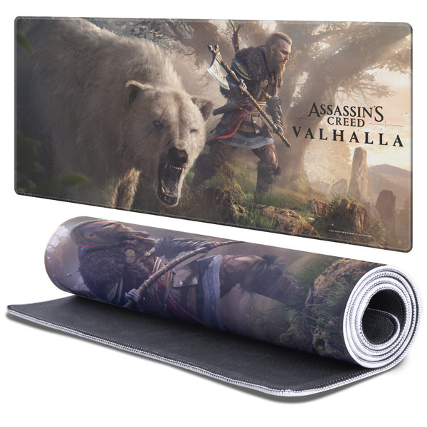 Assassin's Creed Valhalla Graphics The Way Of The Berseker Gaming Office Desk PC Keyboard Mouse Mat Pad 37.4 x 15.75 x 0.16 inches (900 x 400 mm) - XL