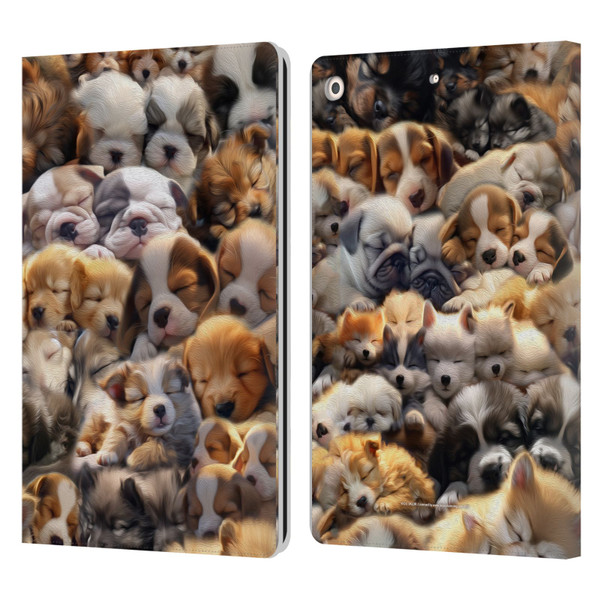 D.S. Valori Kitty And Puppy Puppy Dreams Leather Book Wallet Case Cover For Apple iPad 10.2 2019/2020/2021