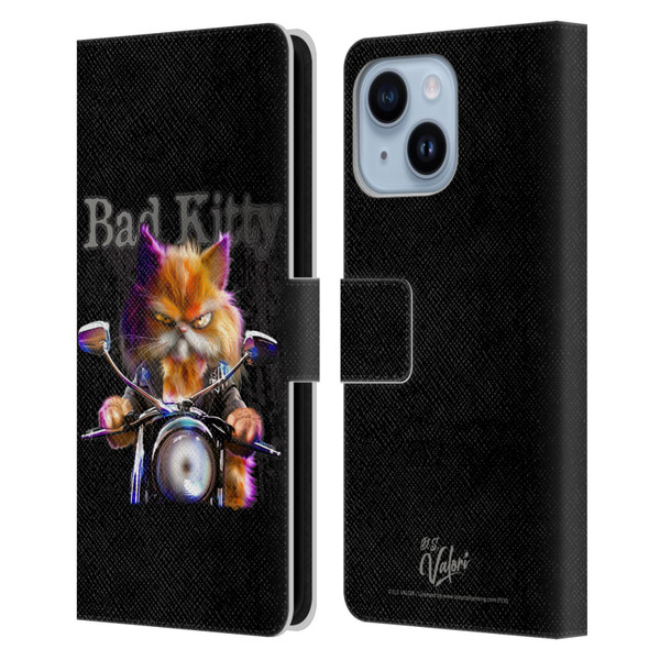 D.S. Valori Kitty And Puppy Bad Kitty Leather Book Wallet Case Cover For Apple iPhone 14 Plus