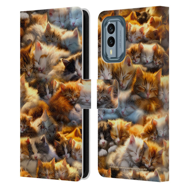D.S. Valori Kitty And Puppy Kitty Dreams Leather Book Wallet Case Cover For Nokia X30