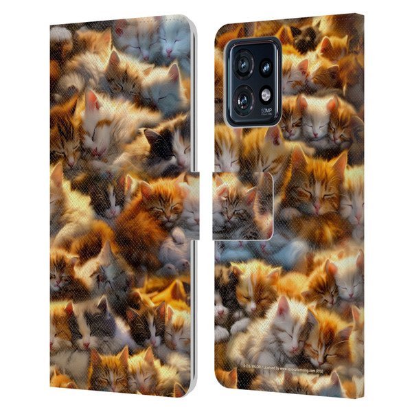 D.S. Valori Kitty And Puppy Kitty Dreams Leather Book Wallet Case Cover For Motorola Moto Edge 40 Pro/Plus 2023