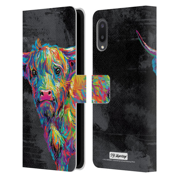 P.D. Moreno Animals II Reuben The Highland Cow Leather Book Wallet Case Cover For Samsung Galaxy A02/M02 (2021)