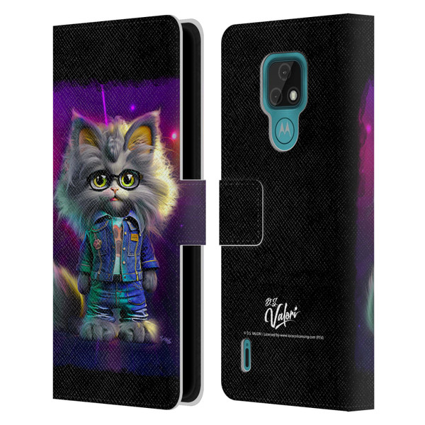 D.S. Valori Kitty And Puppy Kitty In Jeans Leather Book Wallet Case Cover For Motorola Moto E7 D.S. Valori Kitty And Puppy Kitty In Jeans Leather Book Wallet Case Cover For Motorola Moto E7