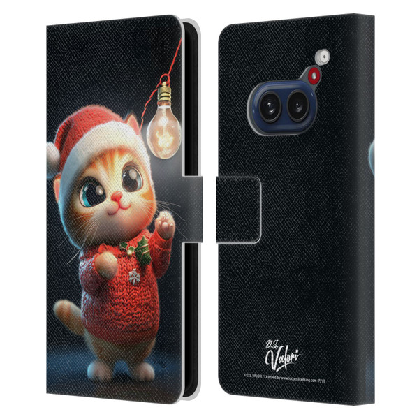 D.S. Valori Kitty And Puppy Kitty Christmas Light Leather Book Wallet Case Cover For Nothing Phone (2a)