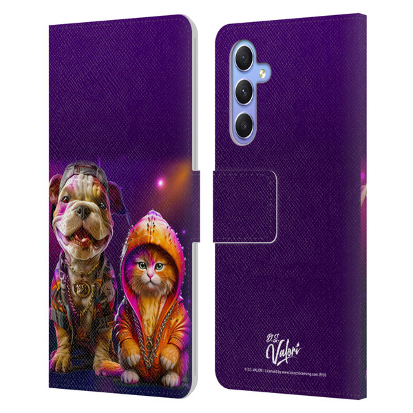 D.S. Valori Kitty And Puppy Hip Hop Pals Leather Book Wallet Case Cover For Samsung Galaxy A34 5G
