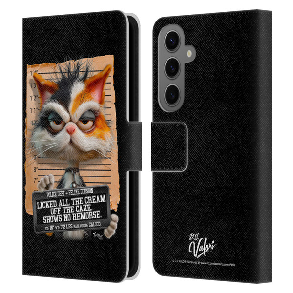 D.S. Valori Kitty And Puppy Kitty Licked The Cream Leather Book Wallet Case Cover For Samsung Galaxy S25