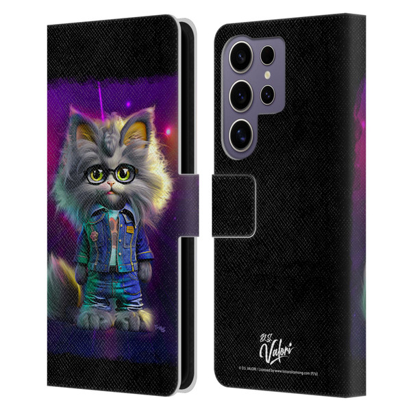 D.S. Valori Kitty And Puppy Kitty In Jeans Leather Book Wallet Case Cover For Samsung Galaxy S25 Ultra