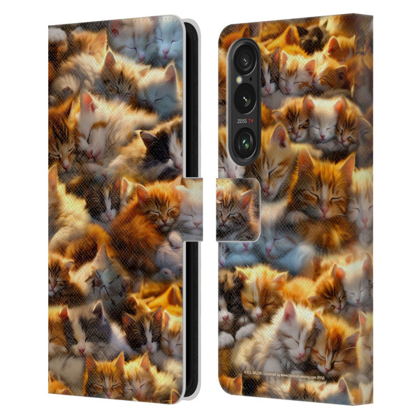 D.S. Valori Kitty And Puppy Kitty Dreams Leather Book Wallet Case Cover For Sony Xperia 1 VI 5G