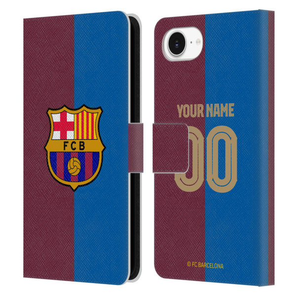 Custom Customised Personalised FC Barcelona 2024/25 Kit Home Leather Book Wallet Case Cover For Apple iPhone 16e