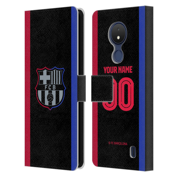 Custom Customised Personalised FC Barcelona 2024/25 Kit Away Leather Book Wallet Case Cover For Nokia C21
