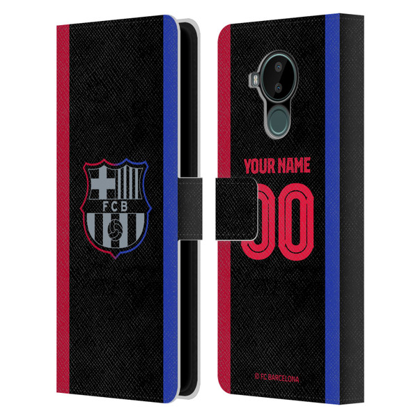 Custom Customised Personalised FC Barcelona 2024/25 Kit Away Leather Book Wallet Case Cover For Nokia C30
