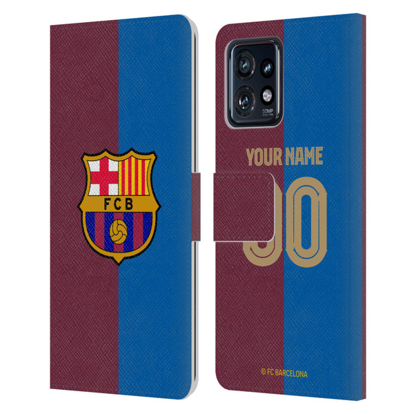 Custom Customised Personalised FC Barcelona 2024/25 Kit Home Leather Book Wallet Case Cover For Motorola Moto Edge 40 Pro/Plus 2023