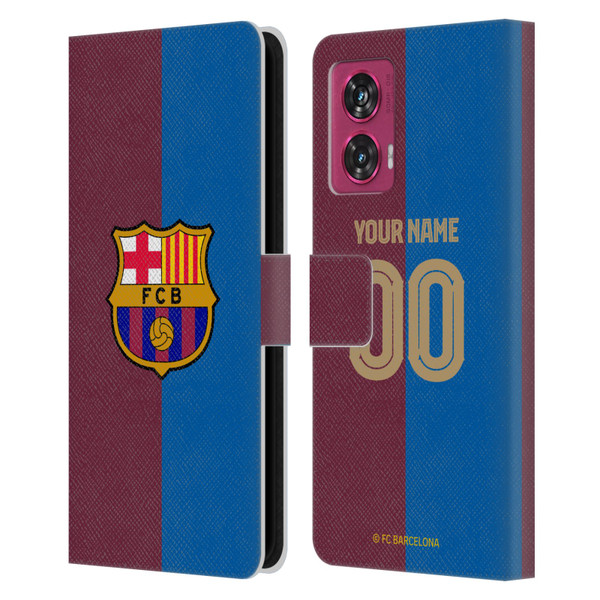 Custom Customised Personalised FC Barcelona 2024/25 Kit Home Leather Book Wallet Case Cover For Motorola Edge 50 Fusion Custom Customised Personalised FC Barcelona 2024/25 Kit Home Leather Book Wallet Case Cover For Motorola Edge 50 Fusion