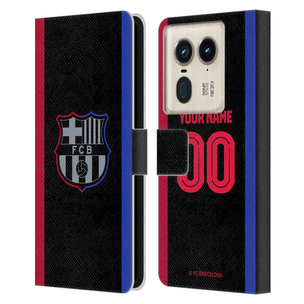 Custom Customised Personalised FC Barcelona 2024/25 Kit Away Leather Book Wallet Case Cover For Motorola Edge 50 Ultra/X50 Ultra