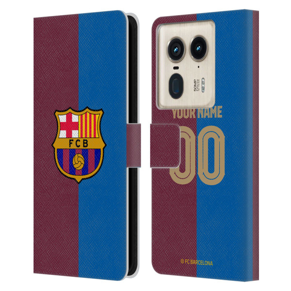 Custom Customised Personalised FC Barcelona 2024/25 Kit Home Leather Book Wallet Case Cover For Motorola Edge 50 Ultra/X50 Ultra