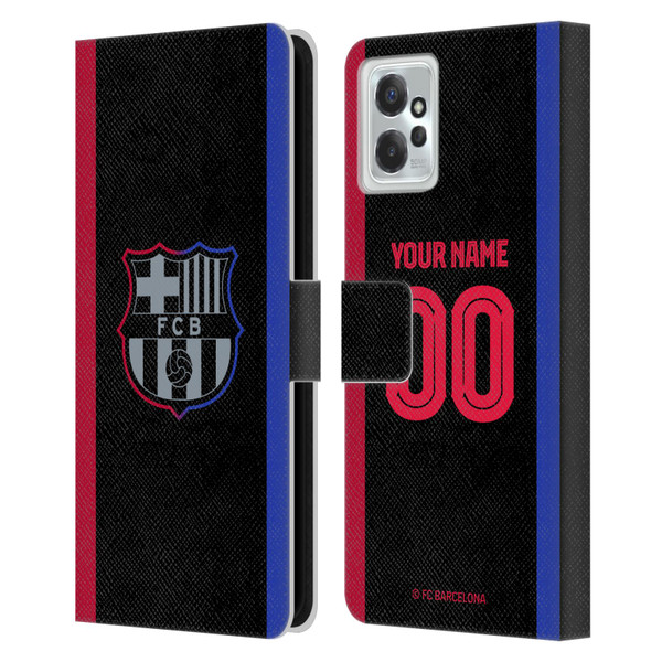 Custom Customised Personalised FC Barcelona 2024/25 Kit Away Leather Book Wallet Case Cover For Motorola Moto G Power (2023)