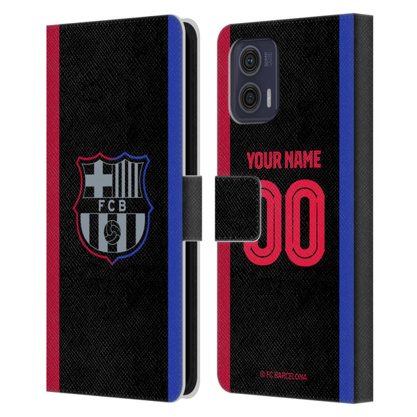 Custom Customised Personalised FC Barcelona 2024/25 Kit Away Leather Book Wallet Case Cover For Motorola Moto G73 5G