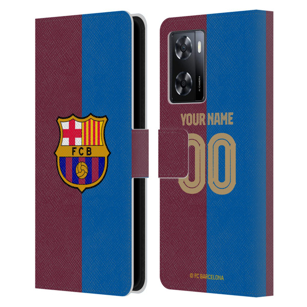 Custom Customised Personalised FC Barcelona 2024/25 Kit Home Leather Book Wallet Case Cover For OPPO A57s