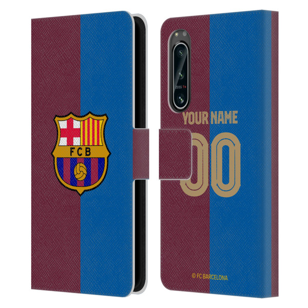 Custom Customised Personalised FC Barcelona 2024/25 Kit Home Leather Book Wallet Case Cover For Sony Xperia 5 IV