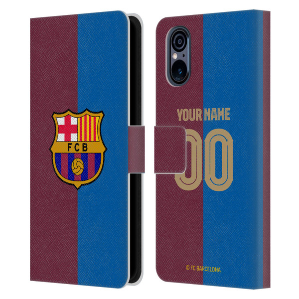 Custom Customised Personalised FC Barcelona 2024/25 Kit Home Leather Book Wallet Case Cover For Sony Xperia 5 V 5G