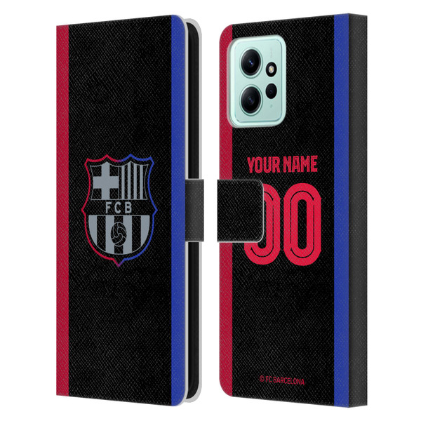 Custom Customised Personalised FC Barcelona 2024/25 Kit Away Leather Book Wallet Case Cover For Xiaomi Redmi 12