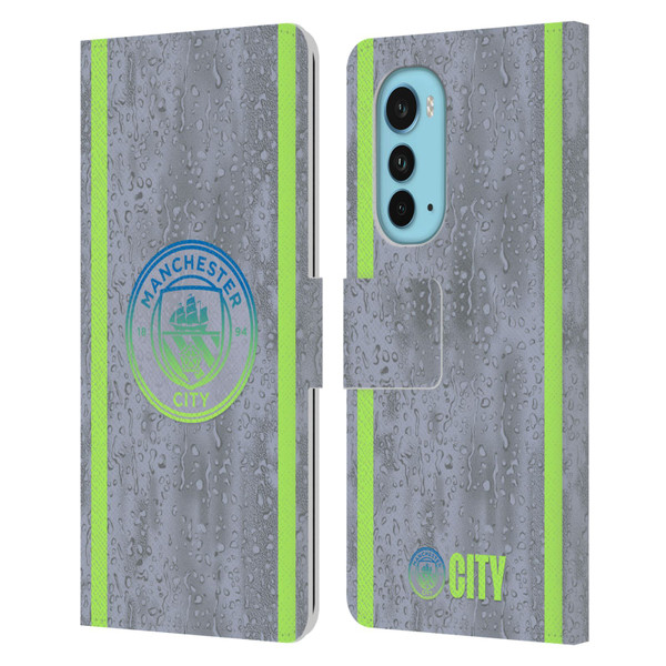 Manchester City Man City FC 2025/26 Badge Kit Third Leather Book Wallet Case Cover For Motorola Edge (2022)