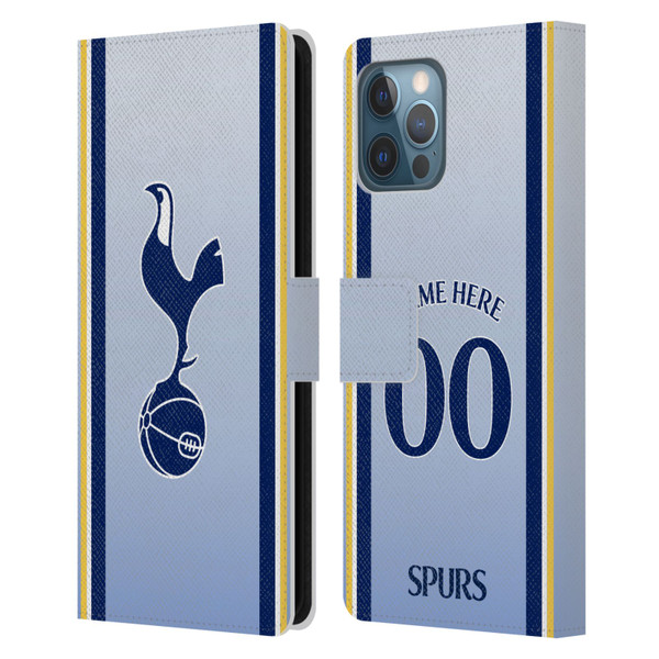 Custom Customised Personalised Tottenham Hotspur F.C. 2024/25 Badge Kit Away Leather Book Wallet Case Cover For Apple iPhone 12 Pro Max