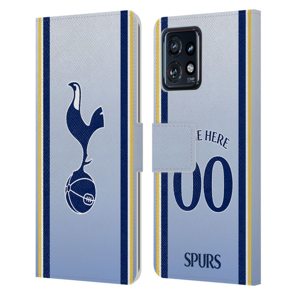 Custom Customised Personalised Tottenham Hotspur F.C. 2024/25 Badge Kit Away Leather Book Wallet Case Cover For Motorola Moto Edge 40 Pro/Plus 2023