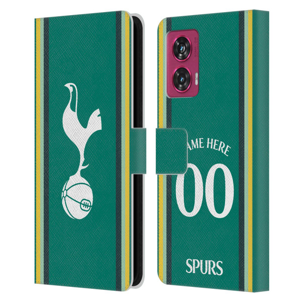 Custom Customised Personalised Tottenham Hotspur F.C. 2024/25 Badge Kit Third Leather Book Wallet Case Cover For Motorola Edge 50 Fusion