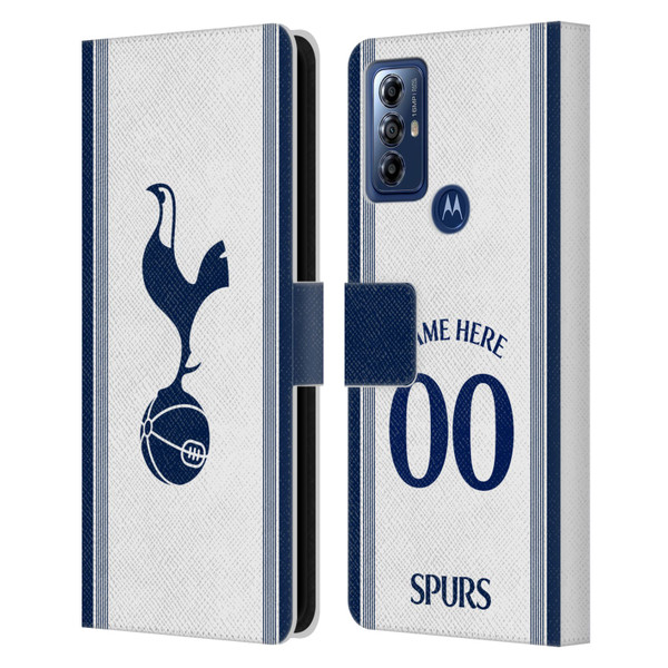 Custom Customised Personalised Tottenham Hotspur F.C. 2024/25 Badge Kit Home Leather Book Wallet Case Cover For Motorola Moto G Play (2023)