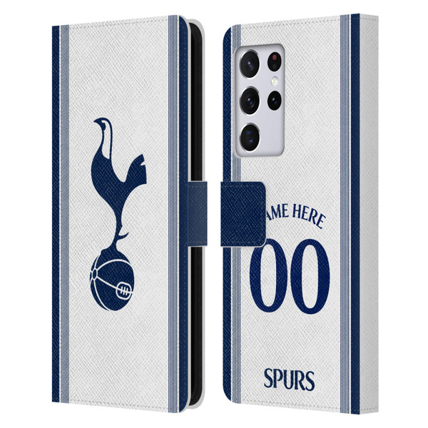 Custom Customised Personalised Tottenham Hotspur F.C. 2024/25 Badge Kit Home Leather Book Wallet Case Cover For Samsung Galaxy S21 Ultra 5G