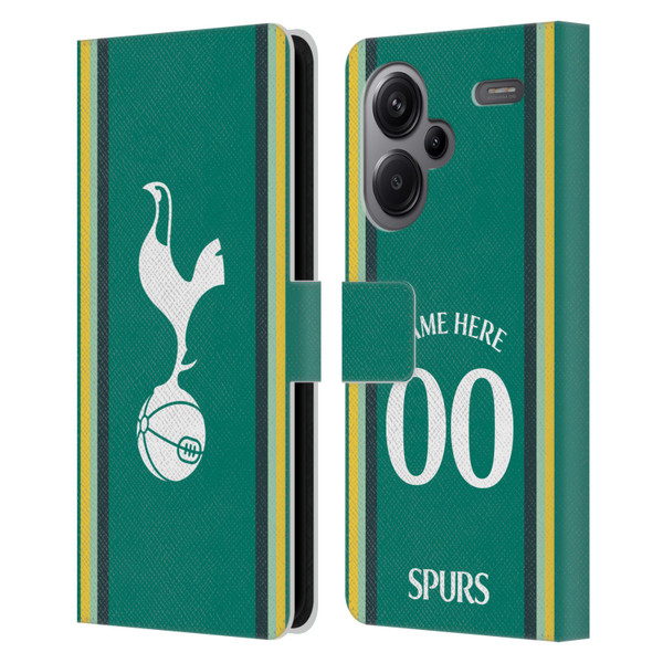 Custom Customised Personalised Tottenham Hotspur F.C. 2024/25 Badge Kit Third Leather Book Wallet Case Cover For Xiaomi Redmi Note 13 Pro Plus 5G