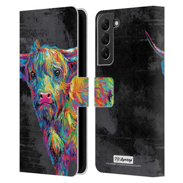 P.D. Moreno Animals II Reuben The Highland Cow Leather Book Wallet Case Cover For Samsung Galaxy S22+ 5G