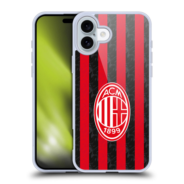 AC Milan 2025/26 Crest Kit Home Soft Gel Case for Apple iPhone 16 Plus & MagSafe