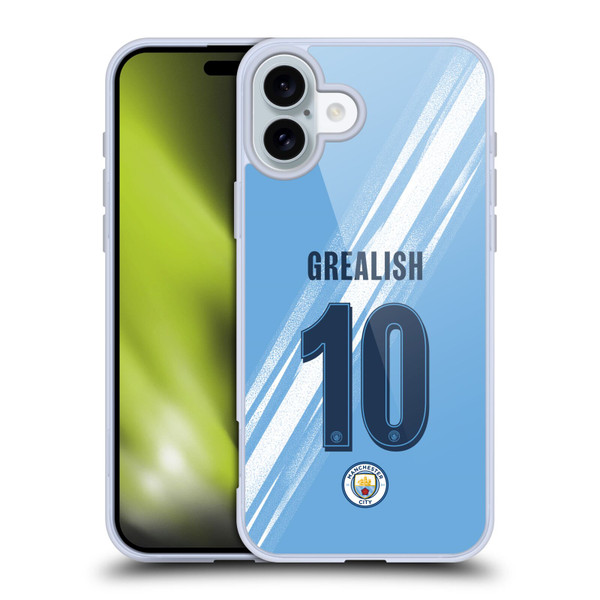 Manchester City Man City FC 2025/26 Players Home Kit Jack Grealish Soft Gel Case for Apple iPhone 16 Plus