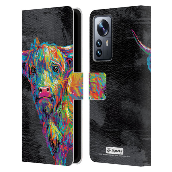 P.D. Moreno Animals II Reuben The Highland Cow Leather Book Wallet Case Cover For Xiaomi 12 Pro