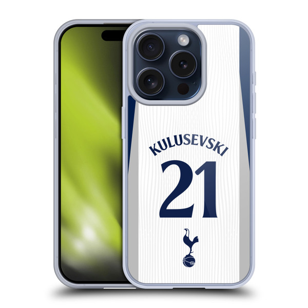 Tottenham Hotspur F.C. 2025/26 Players Home Kit Dejan Kulusevski Soft Gel Case for Apple iPhone 15 Pro