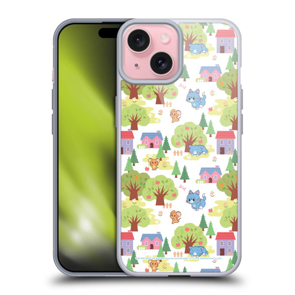 Tom and Jerry Gokko Graphics Trees Pattern Soft Gel Case for Apple iPhone 15