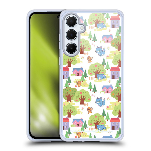 Tom and Jerry Gokko Graphics Trees Pattern Soft Gel Case for Samsung Galaxy A55 5G