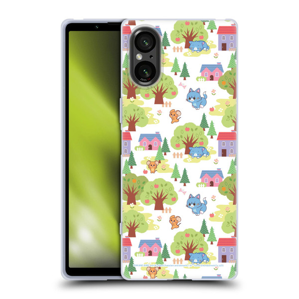 Tom and Jerry Gokko Graphics Trees Pattern Soft Gel Case for Sony Xperia 5 V 5G