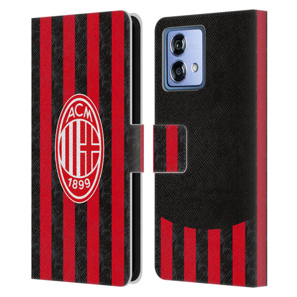 AC Milan 2025/26 Crest Kit Home Leather Book Wallet Case Cover For Motorola Moto G84 5G