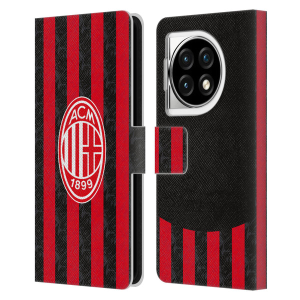 AC Milan 2025/26 Crest Kit Home Leather Book Wallet Case Cover For OPPO OnePlus Ace 3 5G