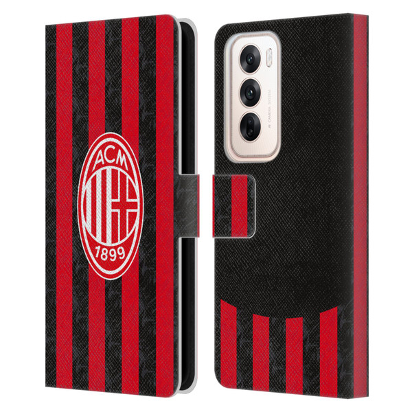 AC Milan 2025/26 Crest Kit Home Leather Book Wallet Case Cover For OPPO Reno12 5G