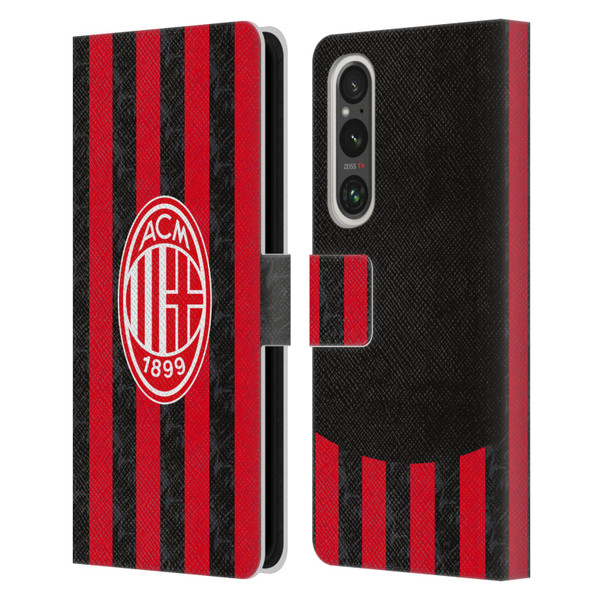 AC Milan 2025/26 Crest Kit Home Leather Book Wallet Case Cover For Sony Xperia 1 V 5G