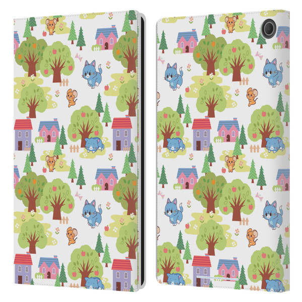 Tom and Jerry Gokko Graphics Trees Pattern Leather Book Wallet Case Cover For Amazon Fire Max 11 2023